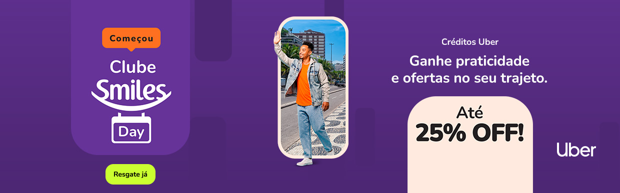 Banner Oferta Uber até 25% OFF no resgate PUDV-8246